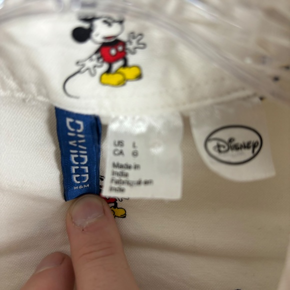 Disney Mickey Mouse White Button-Down Shirt Size L One Pocket - Picture 4 of 15